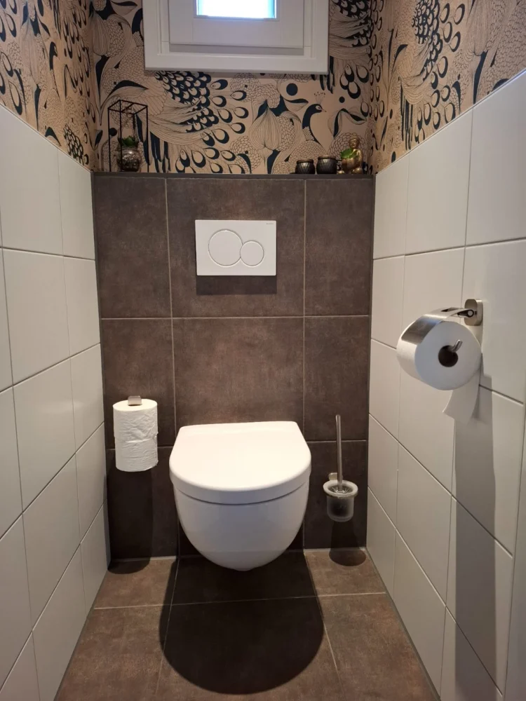 Hangtoilet geplaatst in een vernieuwd toilet