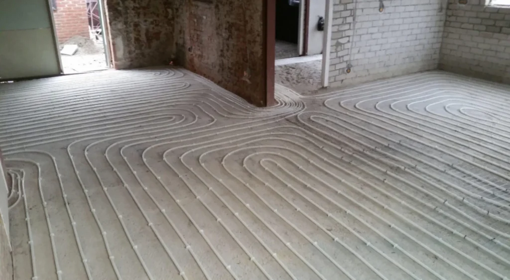 Vloerverwarming aangelegd in een woning